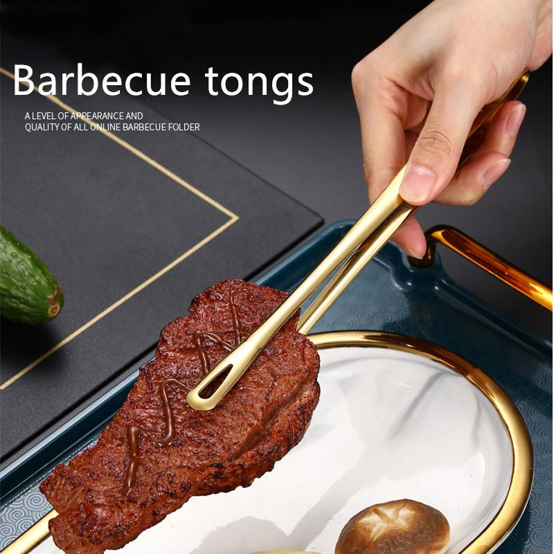 304 Stainless Steel Barbecue Food Tongs Long Handle Non-Slip Hollow Meat Salad Clip Kitchen Accessories