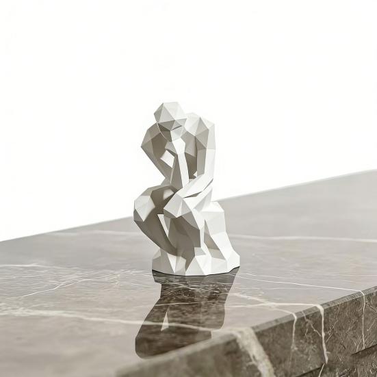 Thinker Ornaments 3D Printed Nordic Style Statue Compact Modern Art Figurine Sharp Edges Desktop Bookshelf Sculpture