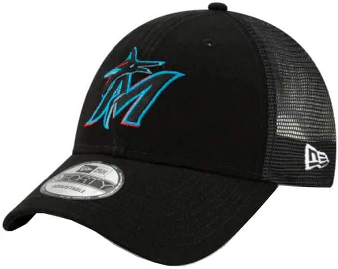 

Кепка сетчатая 940 Trucker 9Forty Регулируемая кепка MLB Marlins [New Era] Мужская Женская (Свободный размер, черный) [Элемент]