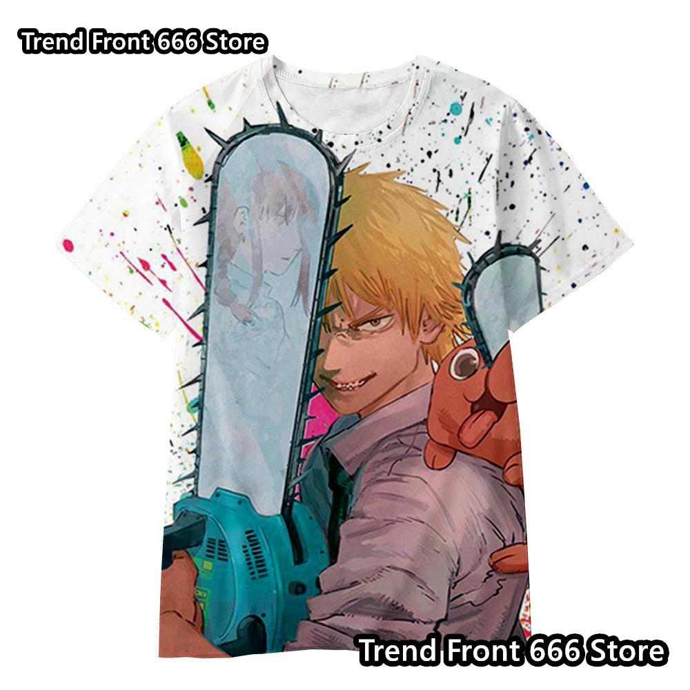 Chainsaw Man Anime 3d Prited Tops Boys Tshirt Girls Tshirts Children's Short Sleeve T-shirt Child Casual Clothes 4-14 Years