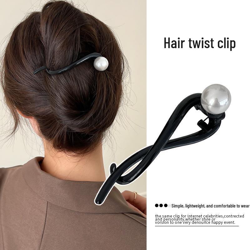 

Elegant Pearl Twist Hair Clip: Updo Frog Buckle Barrette