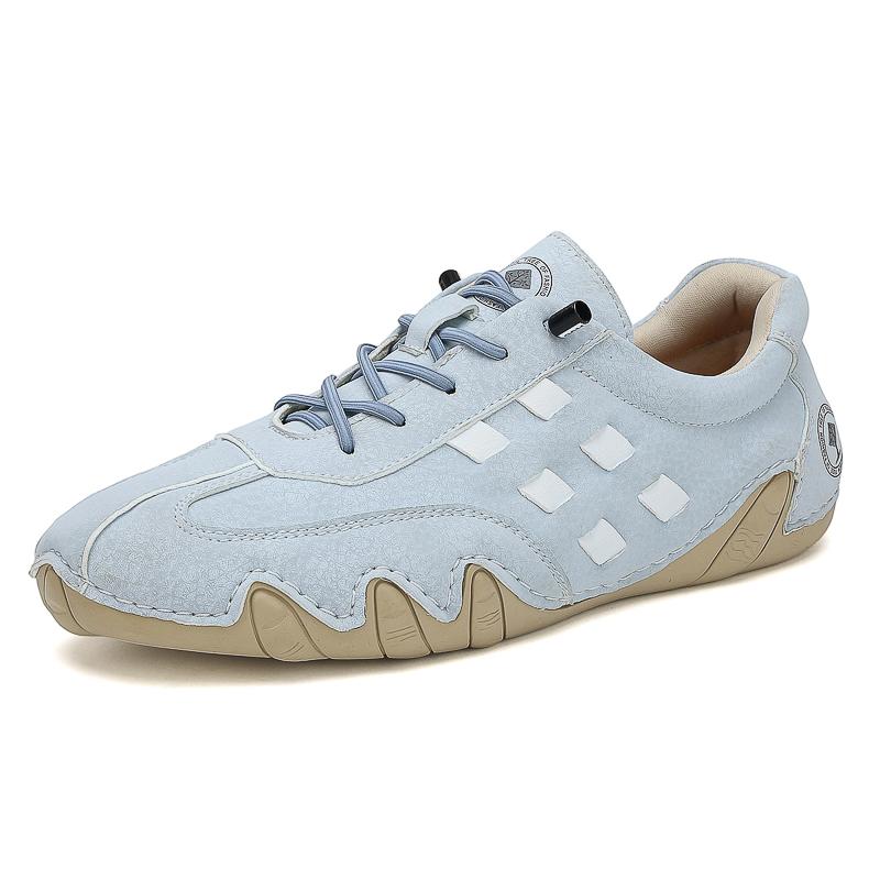 

Plus Size Handmade Leather Shoes Men Casual Shoes For Men Loafers Moccasins Men Flats Walking Shoes 50 синий