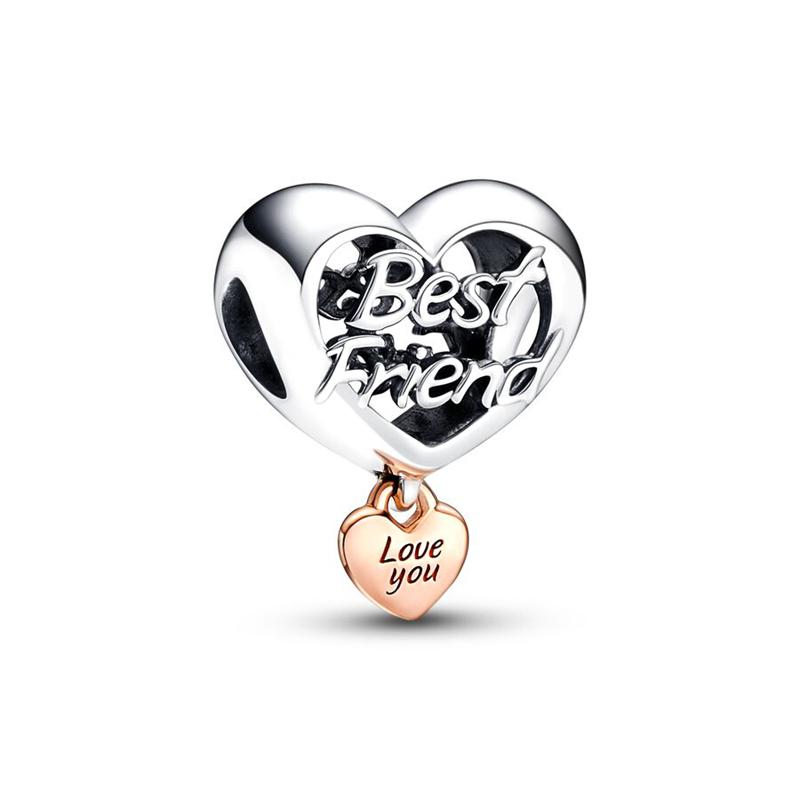 Love You Mum, Dad, Friend, Sister, Family Heart Charm Bead fit European Original Silver Bracelet DIY Jewelry Gift for Women