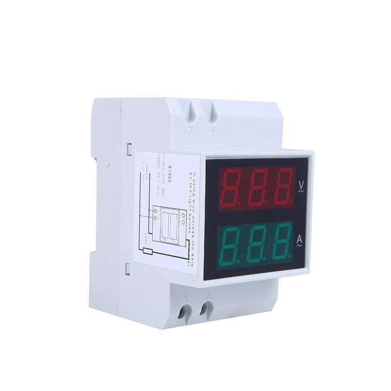 Digital Din-Rail LED Spänning Amperemeter Strömmätare Voltmeter AC80-300V 0,2-99,9A Dual Display