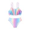 Maillots de bain imprimés tie-dye pour filles Maillot de bain deux pièces pour filles Ensemble de bikini à volants Maillots de bain tankini à volants