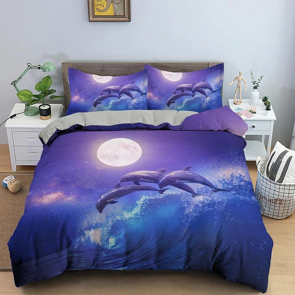 Dolphin Bed Linen Collection Animal Printed Pattern Bedspread Cover Comforter Covers Twin Size King Size Size Quilt Cover With Pillowcase Home Use