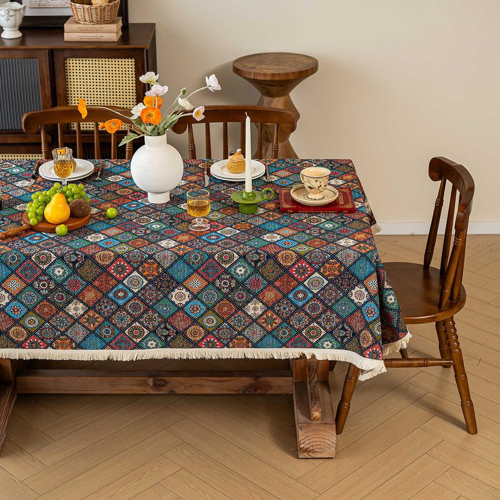 New Jacquard Table Cloth Dustproof And Wrinkle Resistant Rectangular Dining Tablecloth Floral Pattern Home Decoration Tablecloth