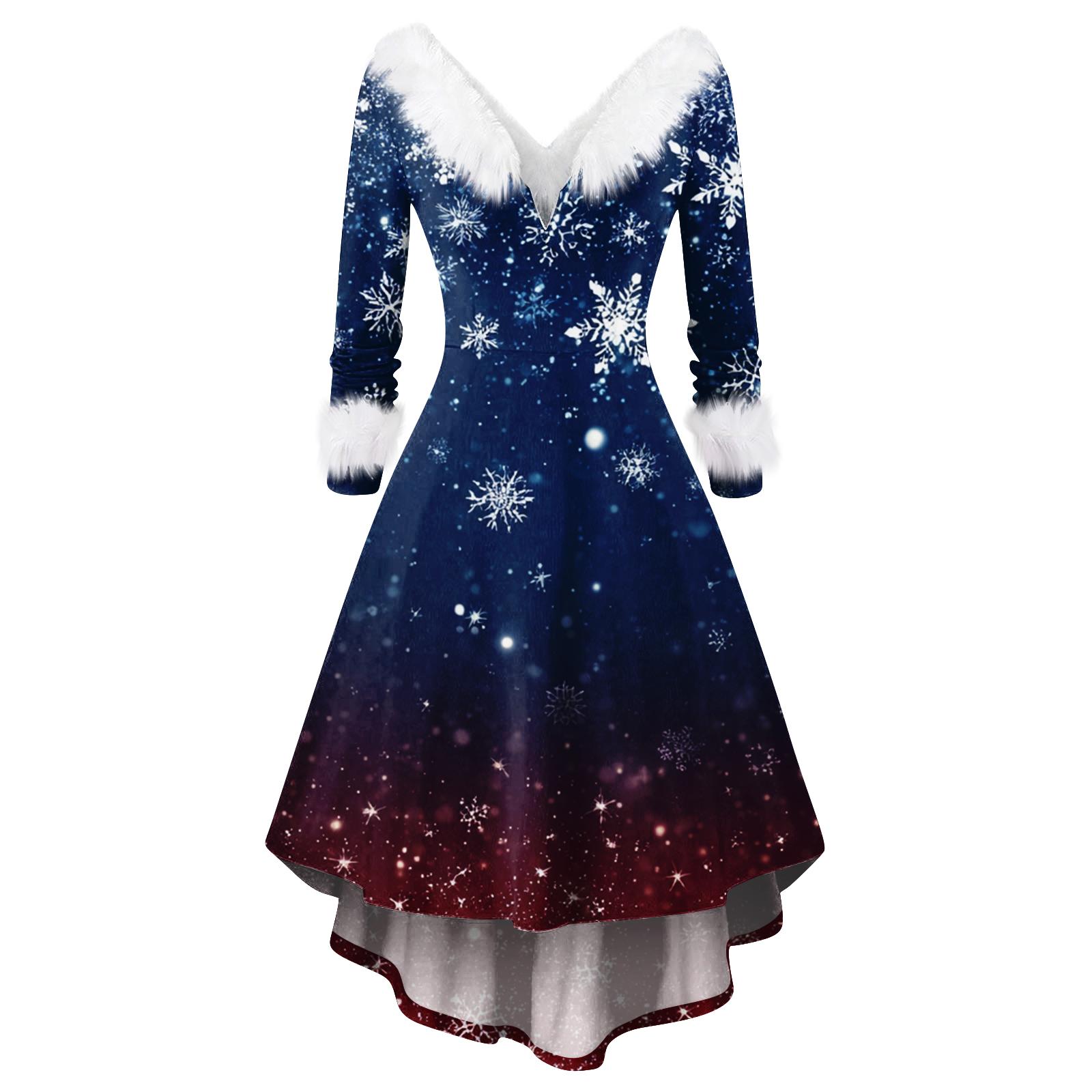 

Женское модное платье с V-образным вырезом, повседневное и облегающее, с рождественским принтом, с длинным рукавом XXXL