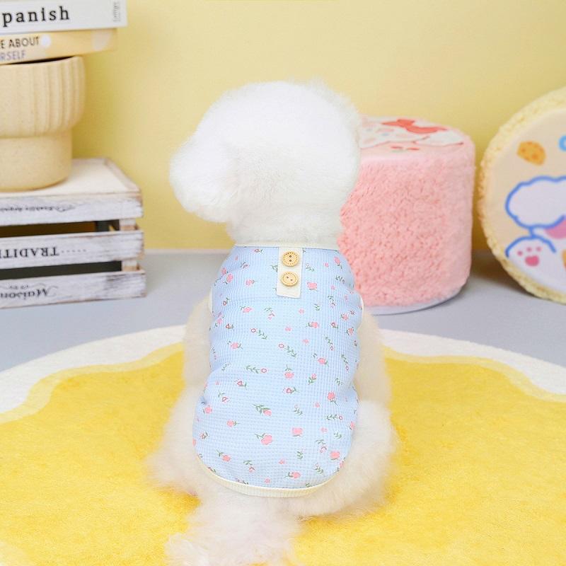 Floral Dog Clothes Summer Pet Vest Cotton Fashion Waffle T Shirt for Dogs Cats Girls Dog Costume Chihuhua Bichon Dog Pullovers