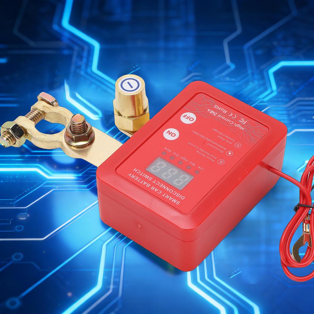 Intelligent Battery Disconnect Switch, 12V 24V Digital Display Manual Remote Battery Isolator for Cars, SUVs, MPVs, EVs