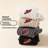 Thick Stockings for Men, Mid-calf Socks for Women, Autumn Vintage Embroidered Rose Pile Socks, Thick Needle Long Calf Socks for Women