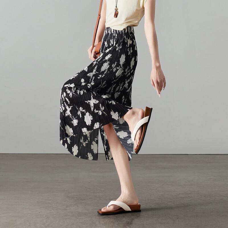 SOFSIL Women s Retro Print Slit Elastic Waist Skirt 27/M