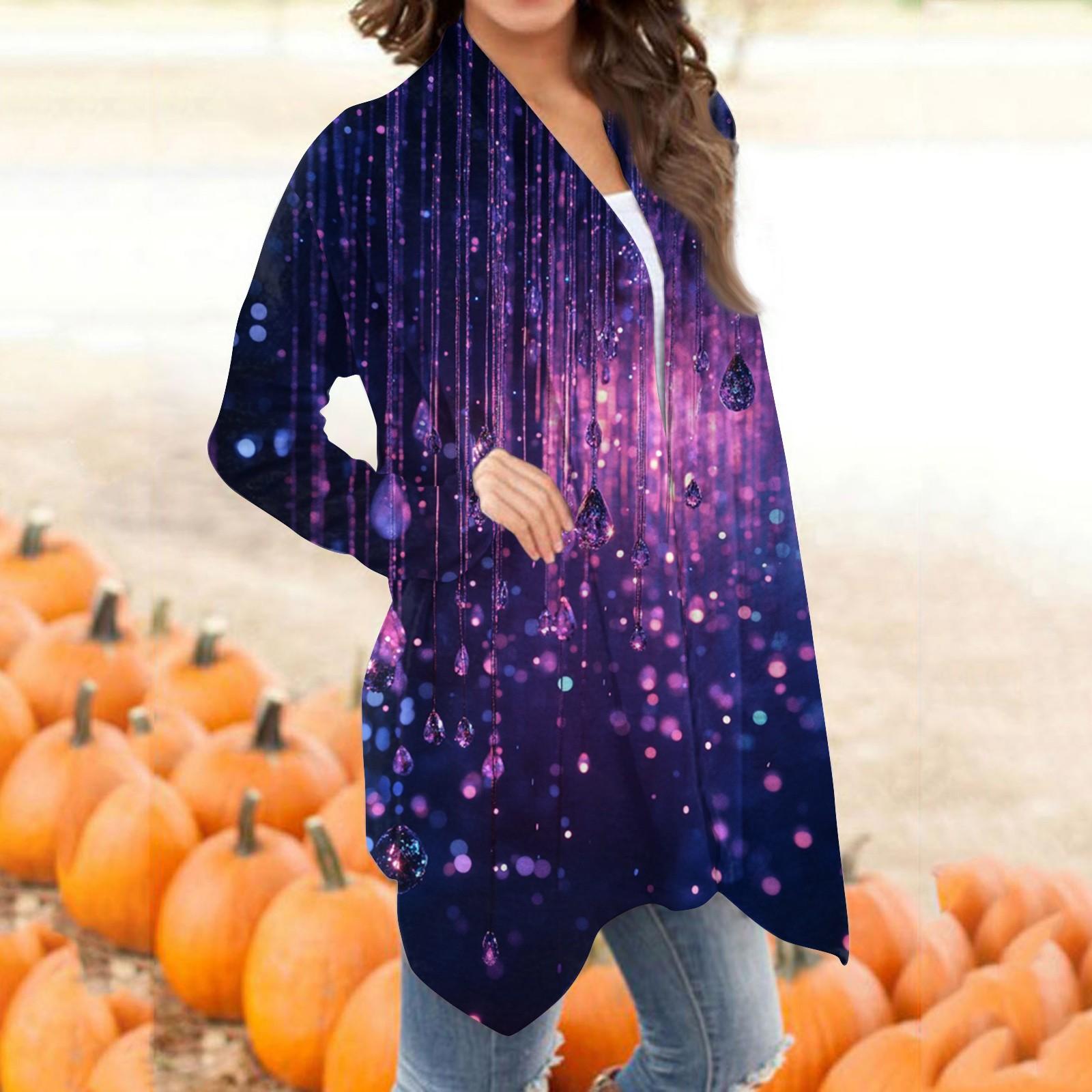 

Женский модный повседневный кардиган средней длины с ретро-принтом M фиолетовый