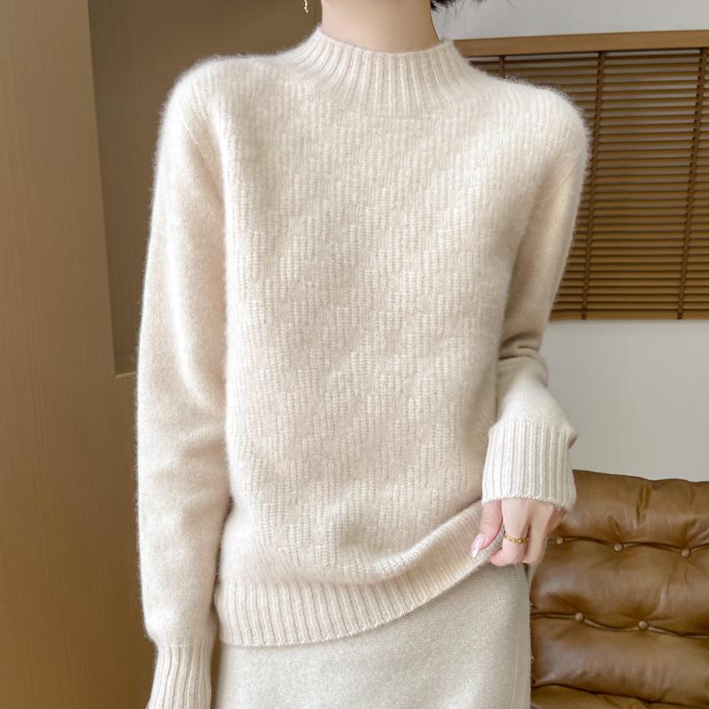Women's cashmere sweater Qinghe cashmere 30% cashmere 70% wool autumn and winter pullover warm and fashionable