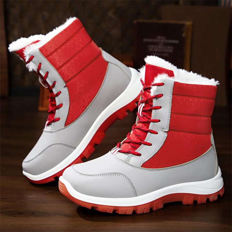 Fashion Patchwork Platform Snow Boots for Women Fashion Lace Up Plush Ankle Booties Woman Comfortable Keep Warm Snow Boots Mujer