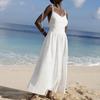 Spring new, elegant and sexy solid color Mori high-waisted suspender dress