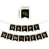 2026 Happy New Year Banner, Black and Gold Party Decorations New Year's Day Gala Party Decorations and Hanging Ornaments