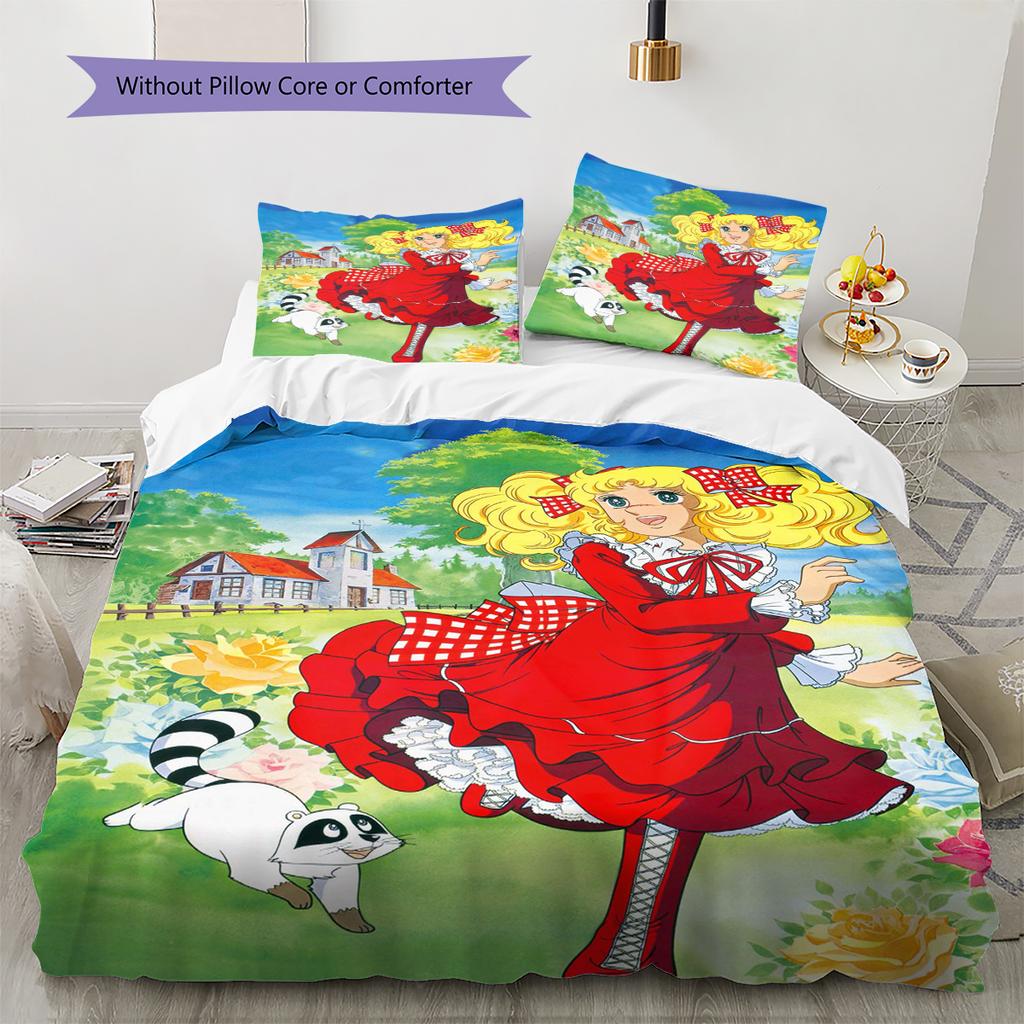 Anime Pattern Bedding Quilt Set Quilt Cover Pillowcase Home Decoration Birthday Gift (1 * duvet cover + 2 * pillowcase, without core)