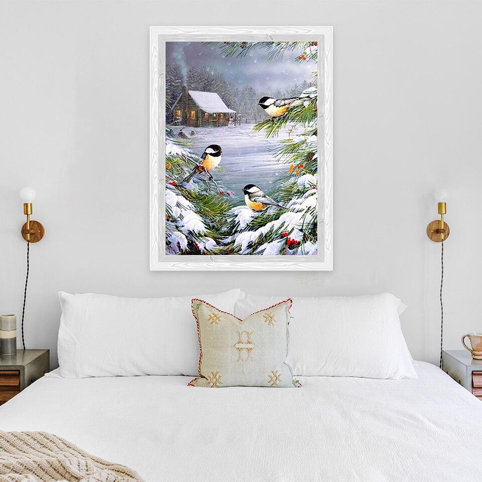 New 5D DIY Diamond Painting Bird Flower Diamond Embroidery Landscape Cross Stitch Full Round Drill Home Decor Manual Gift