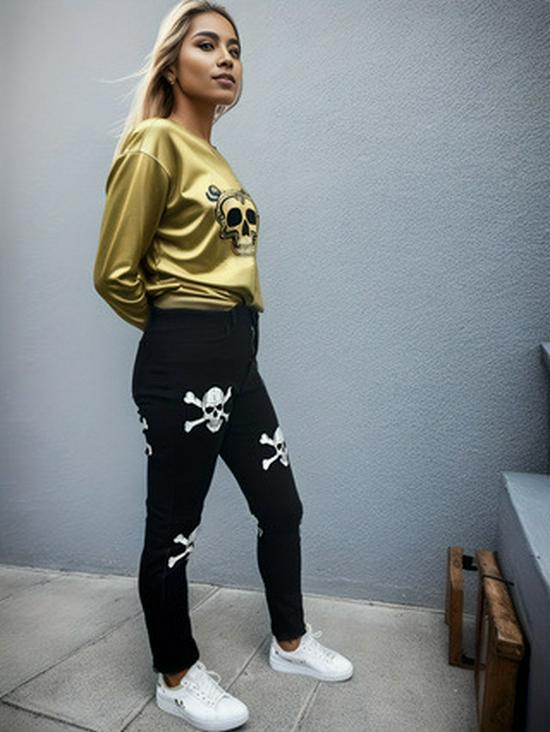 High-Elastic Slim-Fit Small-Leg Jeans for Halloween & Easter