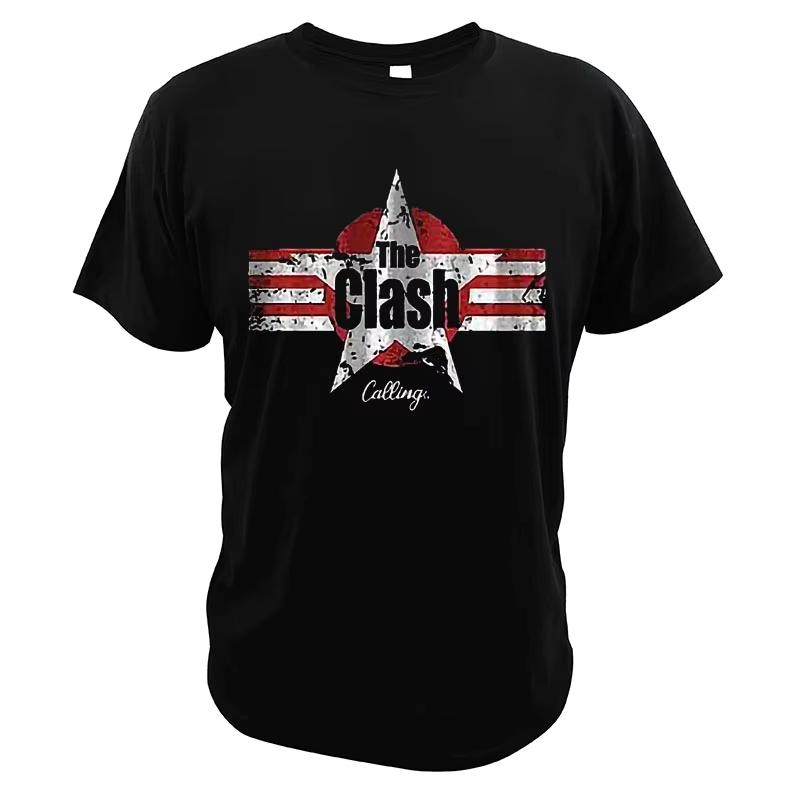 Футболка с флагом группы The Clash Панк-рок группа Мужская футболка Крутая Повседневная Летняя Дышащая 100% Хлопок Топ 4XL