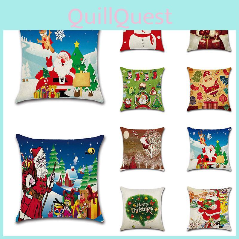 Elegant Home Decor Christmas Pillow Case Unique Design Soft Linen Cushion Cover