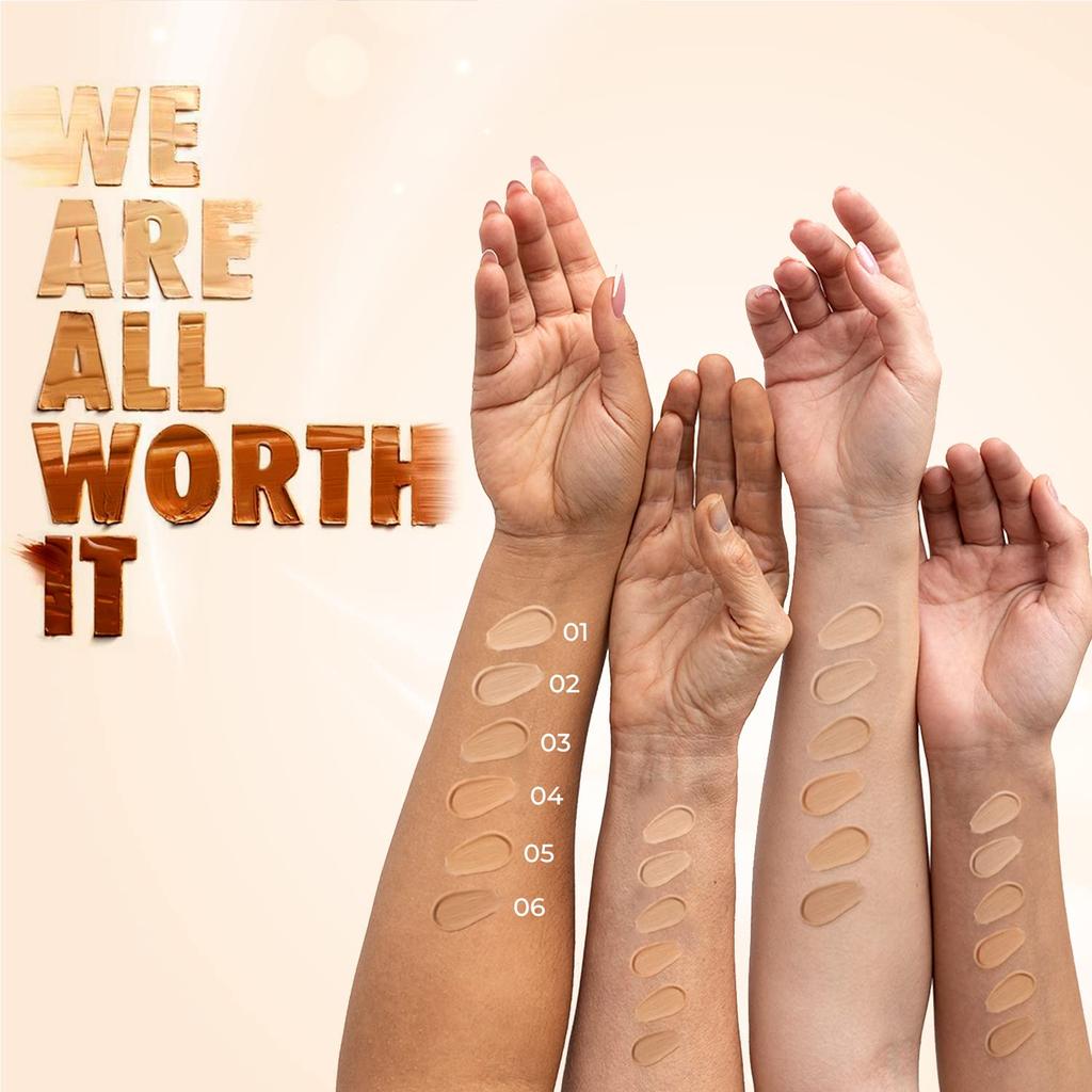 Serum Foundation For Face Makeup With SPF30+ Dewy Finish Full Coverage Waterproof, Sweatproof Foundation For All Skin Types (Natural)