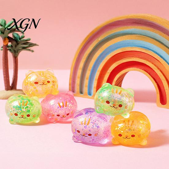 Stressz-Zuckerball 1/2/3 Stück Mini-Katze Quetschspielzeug Linderung Klares Glitzer Kätzchen TPR Sensorisch Dekompression Fidget Party-Mitgebsel