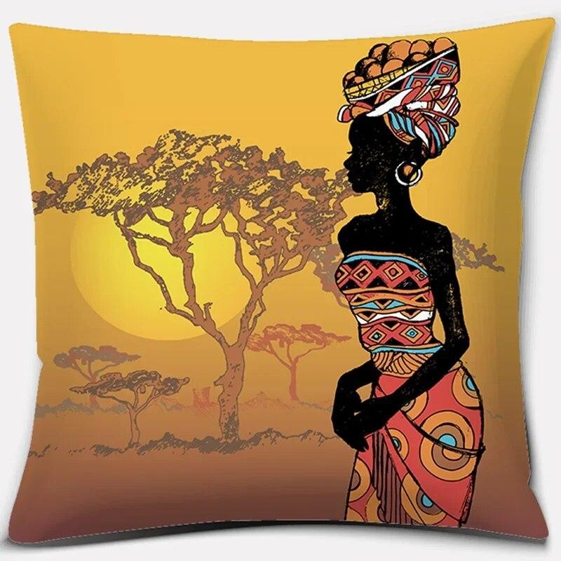 Home Decor Pillowcase Ethnic African Women Polyester  Car Sofa Cushion Cover   45x45cm