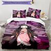 3pcs Duvet Cover Set (1*Duvet Cover + 2*Pillowcase, Without Core), Demon Slayer Print Soft All‑Season Bedding Set, Home Bedroom Decor Gift