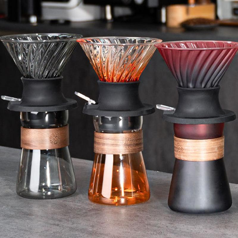Coffee Pour Over Kettle Pour-over Filter Coffee Cup Manual Brewing Coffee Set High Boron Glass Silicon Drip Sharing Pot