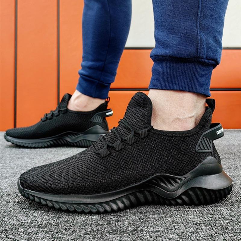 Four Seasons Lightweight Fly-woven Sneakers Breathable Mesh Running Men's Shoes Large Size Youth Platform Shoes