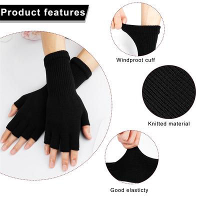 Women's Long Sleeve Half Finger Knit Gloves