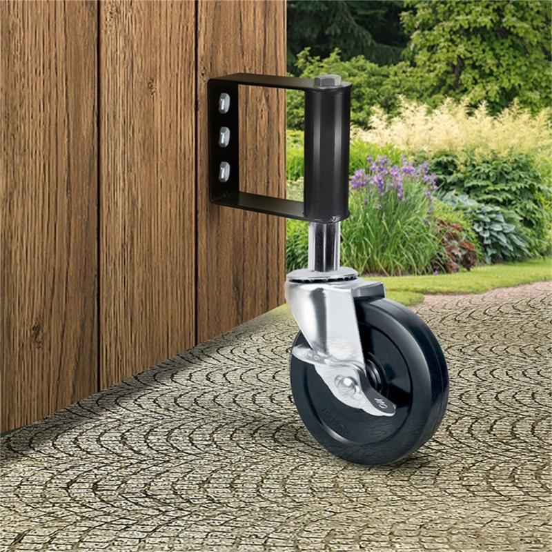 Portable Sturdy Rubber Gate Wheel 360 Degree Rotation for Farm Fence Garden and Wood Gate Spring Loaded Casters Set