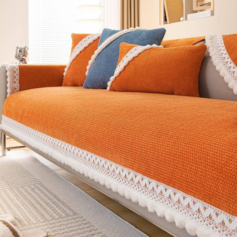 Chenille-Sofakissen, vier Jahreszeiten, universelles rutschfestes Kissen, Sofa-Rückenlehnenbezug, Handtuch-Sofabezug