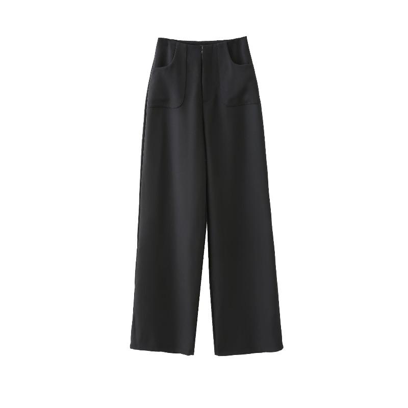 Black straight casual scimitar suit pants women's spring and autumn high-waisted thin and drape wide-leg pants summer