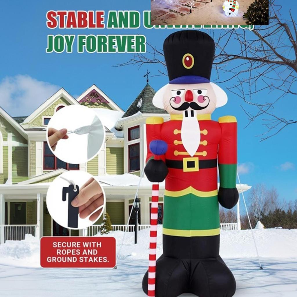 Giant Nutcracker Inflatable LED Lights Display Blow Up Decor Christmas Yard Inflatables For Family Friends Indoor Party Holiday
