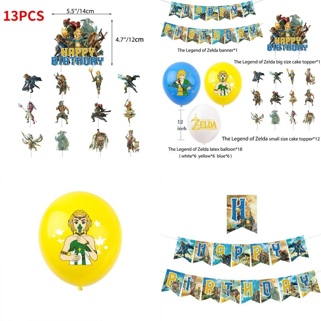 Zelda Spiel Themen Geburtstagsparty Dekorationsset Mit Bannern, Kuchenaufsätzen Und Luftballons Sternenhimmel Marke