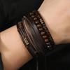 Fashion Vintage Men's Bracelets Set, Retro Beads Brown Bracelet, Accessories Christmas Gift Good For Daily And Festival