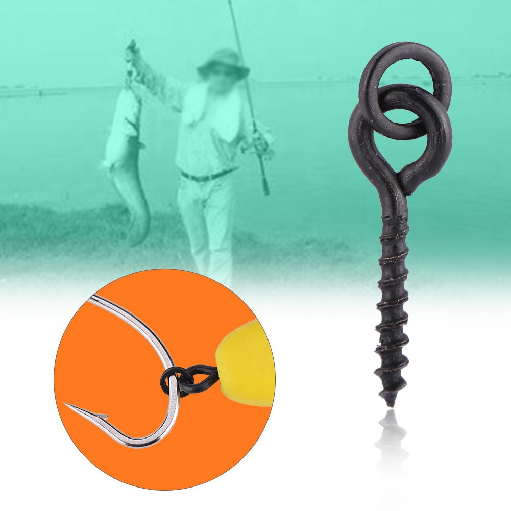 Steel Fishing Bait Screw with Link Buckle, Terminal Hardware Accessories for -Shaped Lures, Fishing Line Connection 10 Pieces