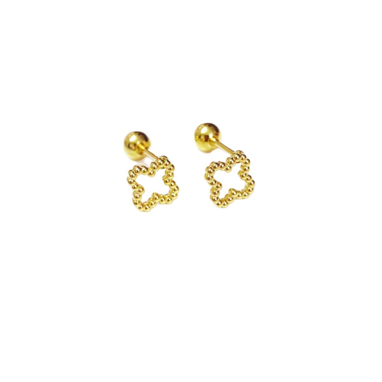 Titanium Steel Four-Leaf Clover Screw Stud Earrings - Colorful, Anti-Drop, Retro Style