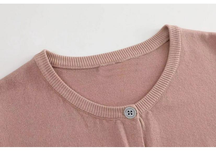 Women's Round Neck Knit Cardigan - Autumn Lightweight Short Coat, Casual Style