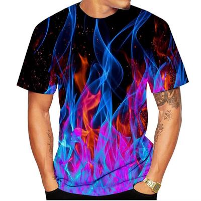Чоловіча та жіноча футболка з 3D-принтом з полум'я, хіп-хоп футболка з коротким рукавом, великий розмір, вуличний одяг, Хараджуку, Y2k топ