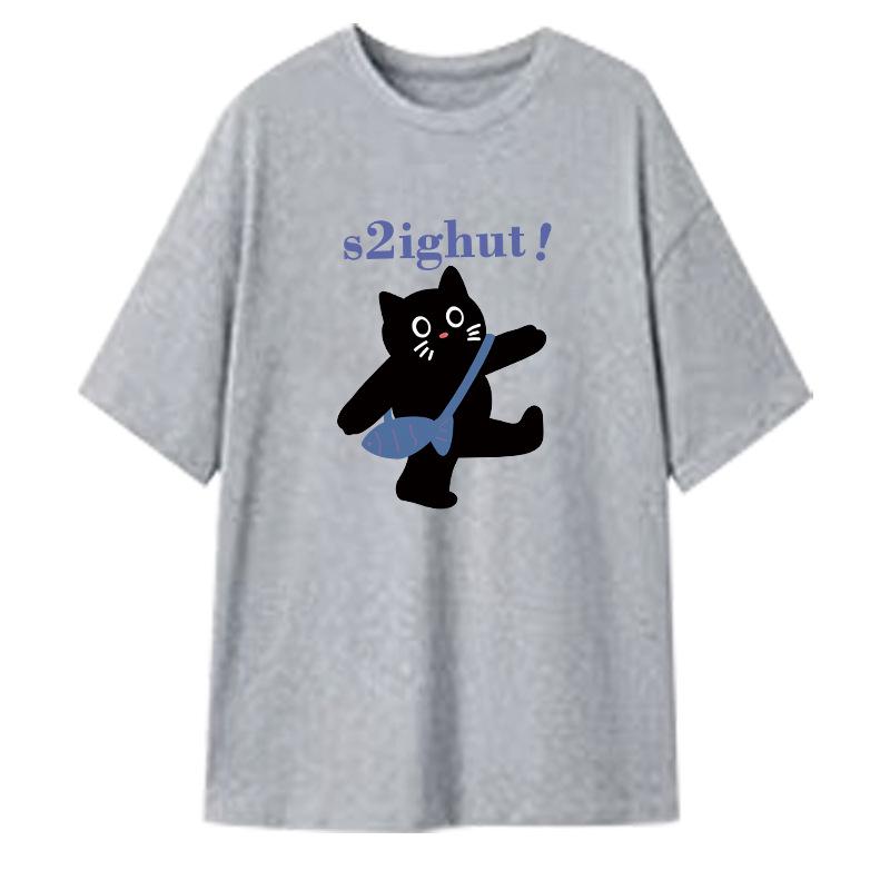 

Maternity Korean-Style Summer Outfit Set: Grey T-Shirt with Tummy Covering and Short Sleeve, Plus Pants. XXXL (165-180 jin)