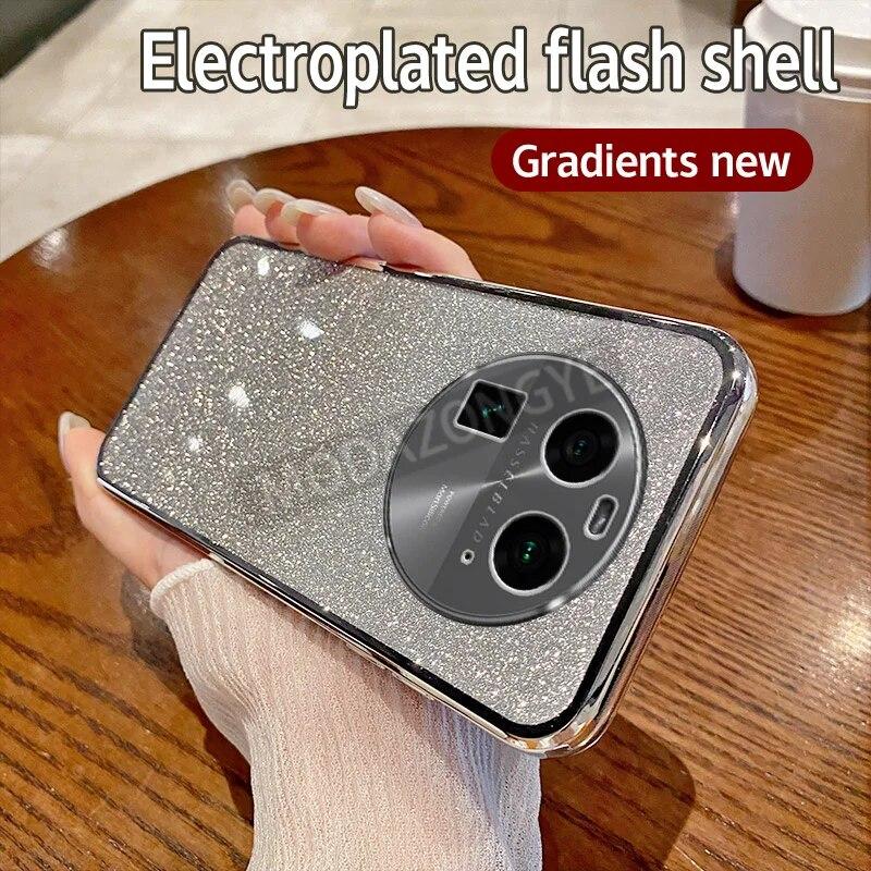 For OPPO Find X6 Case Electroplating Soft Glitter TPU Cell Phone Back Cover OPPO FindX6 Phone Casing For Girl Woman