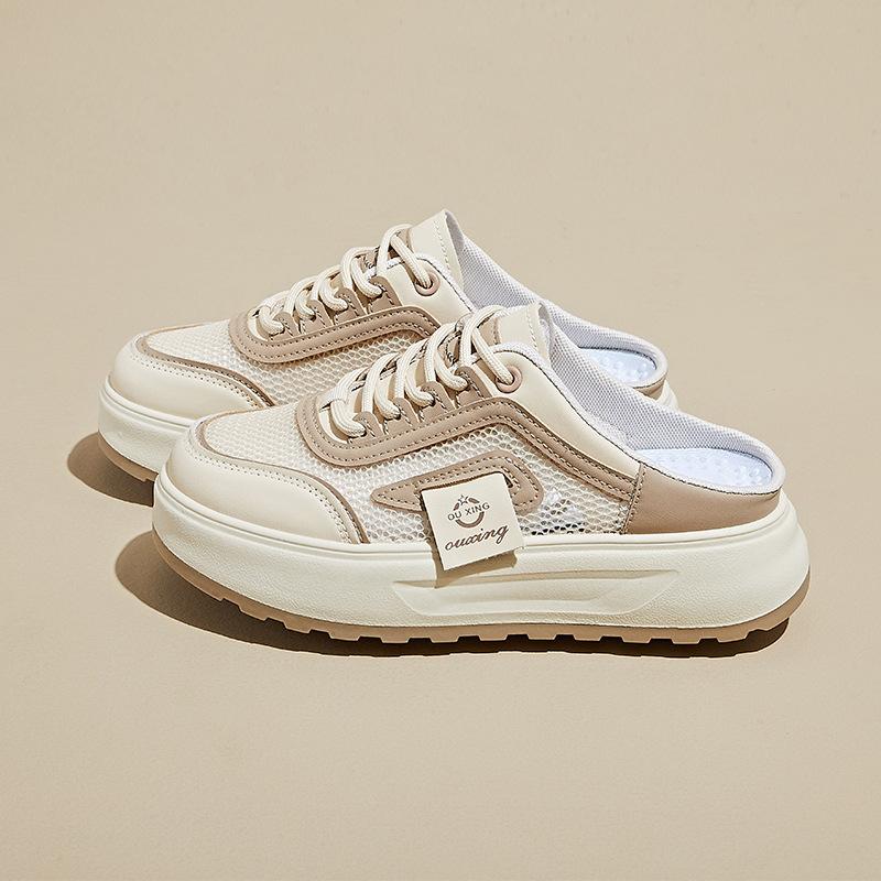 Pantofi Albi de Vară cu Suport Mediu Stil Nou pentru Studente Pantofi Casual cu Plasă Respirabilă care Măresc Înălțimea