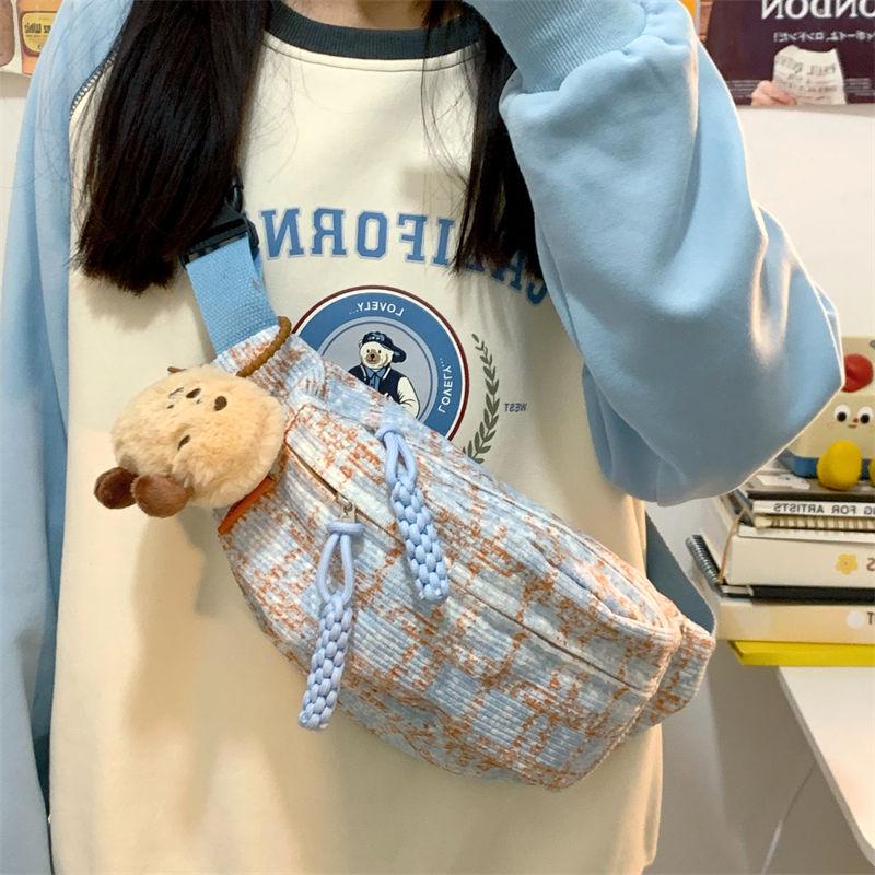 Japanese Cute Plaid Crossbody & Waist Bag – Korean College Style