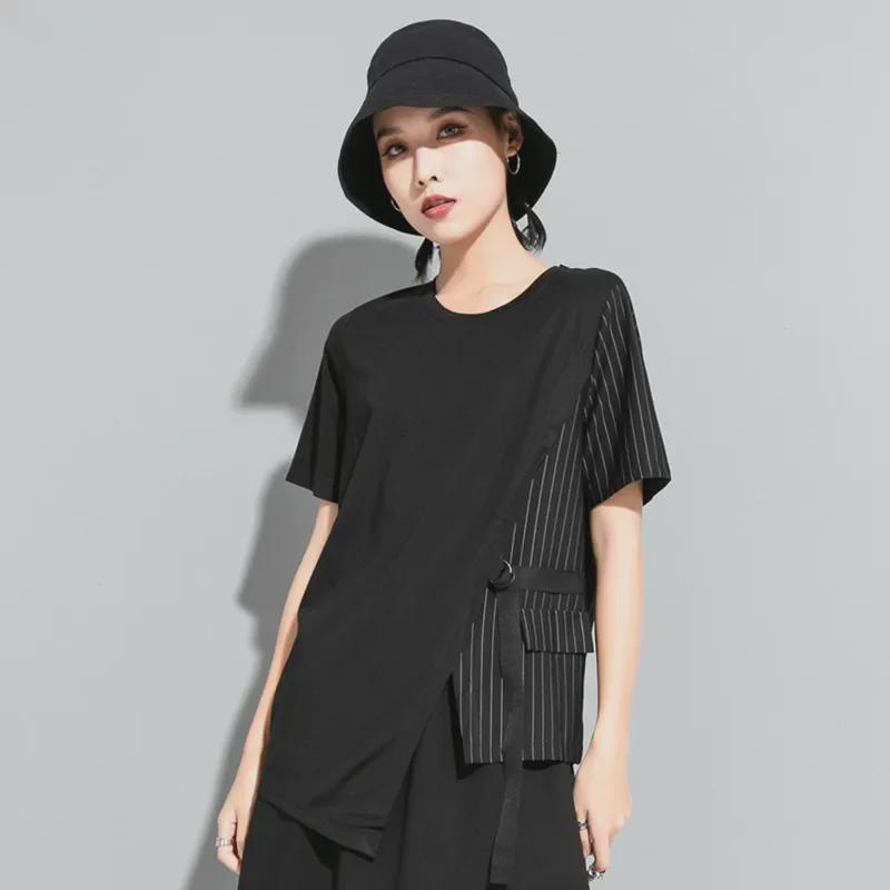 Women's European and American Summer Striped Short-Sleeve Cotton T-Shirts - Loose, Versatile, and Slim Fit.