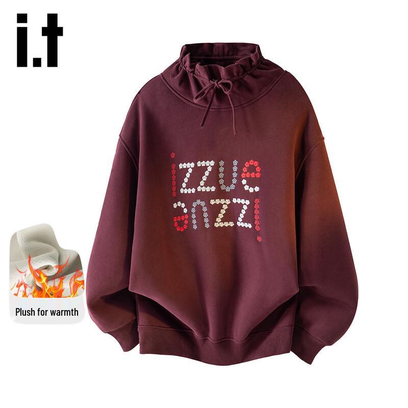 Izzue It Women s Calligraphy Embroidered Fleece-Lined Ruffle Collar Sweatshirt S