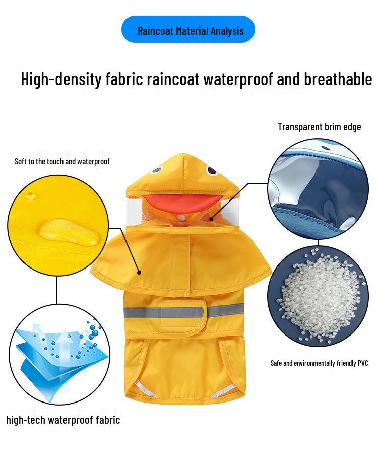 Universal Dog Raincoat with Foot Covers & Leash Access, Animal Design & Belly Wrap - Fits Small to Large Breeds